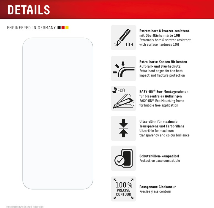 Voedingswaarden en ingrediënten Displex Real Glass, 2D Panzerglas (1 Stuk, Apple iPhone 16 Plus)