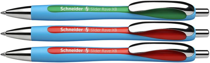 Produktbild Schneider 3 Kugelschreiber Slider Rave blau Schreibfarbe farbsortiert (Rot, Grün, 3 x)