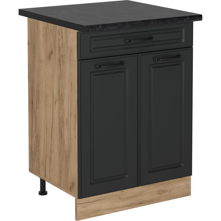 Vicco, Regal, Küchenunterschrank R-Line, Anthrazit Landhaus/Goldkraft Eiche, 60 cm mit Schublade, AP Anthrazit