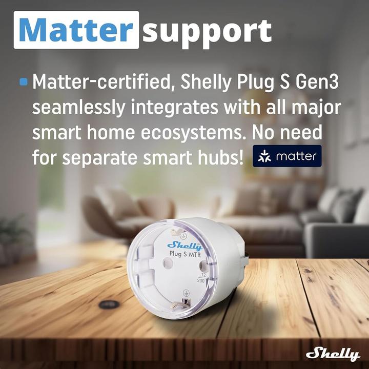 Actual product image Shelly Plug S MTR Gen3 (White)
