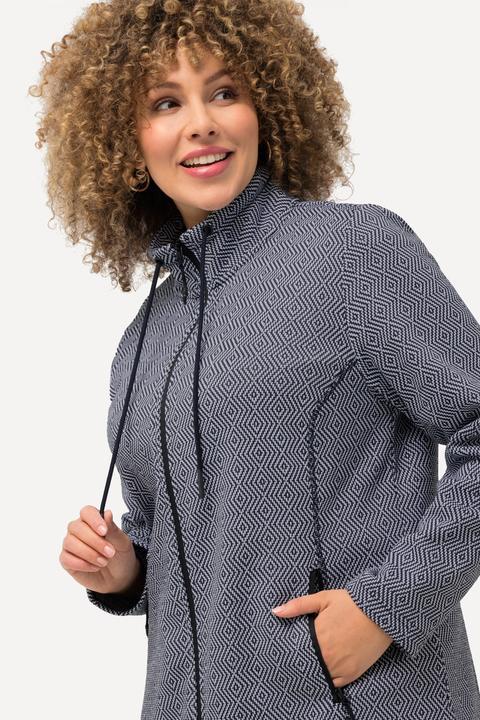 Immagine prodotto Ulla Popken Giacca di maglia e pile con design grafico e collo alto (46, 48)