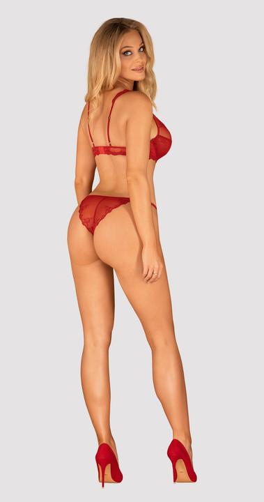 Produktbild Obsessive Lonesia Lace Bra Set With Sexy Panties - Red (M, S)