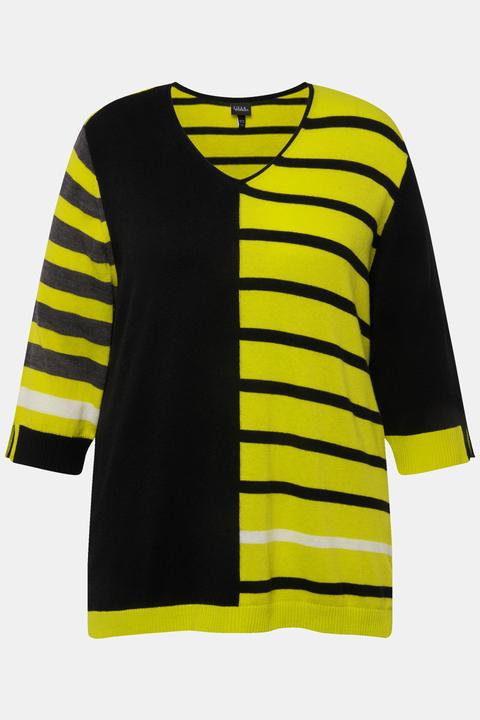 Produktbild Ulla Popken Pullover, Colorblocking, V-Ausschnitt, 3/4-Arm (62)