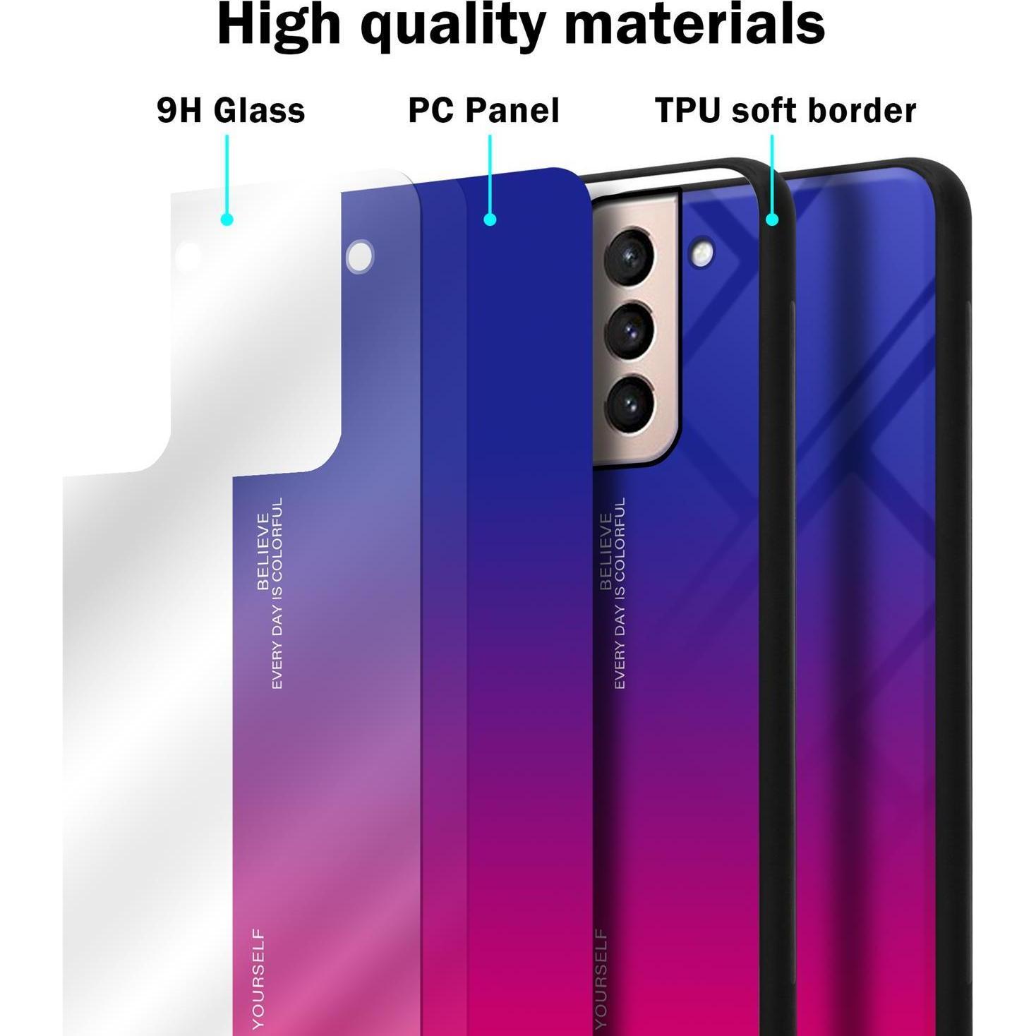 Thumbnail - Cadorabo TPU 2 Farben Glas Cover (Samsung Galaxy S21+), Smartphone Hülle, Schwarz