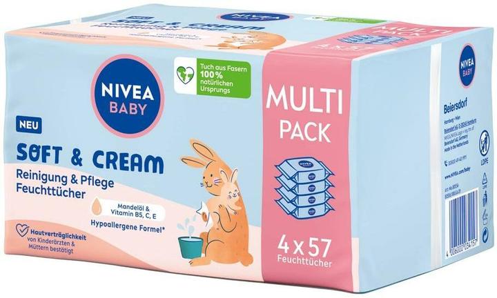 NIVEA Soft & Cream Feuchttücher Quattro (228 Piece)