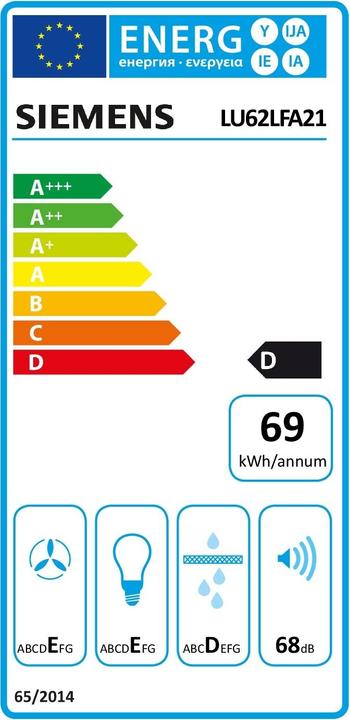 Energy Label Siemens LU62LFA21 (Substructure hood)