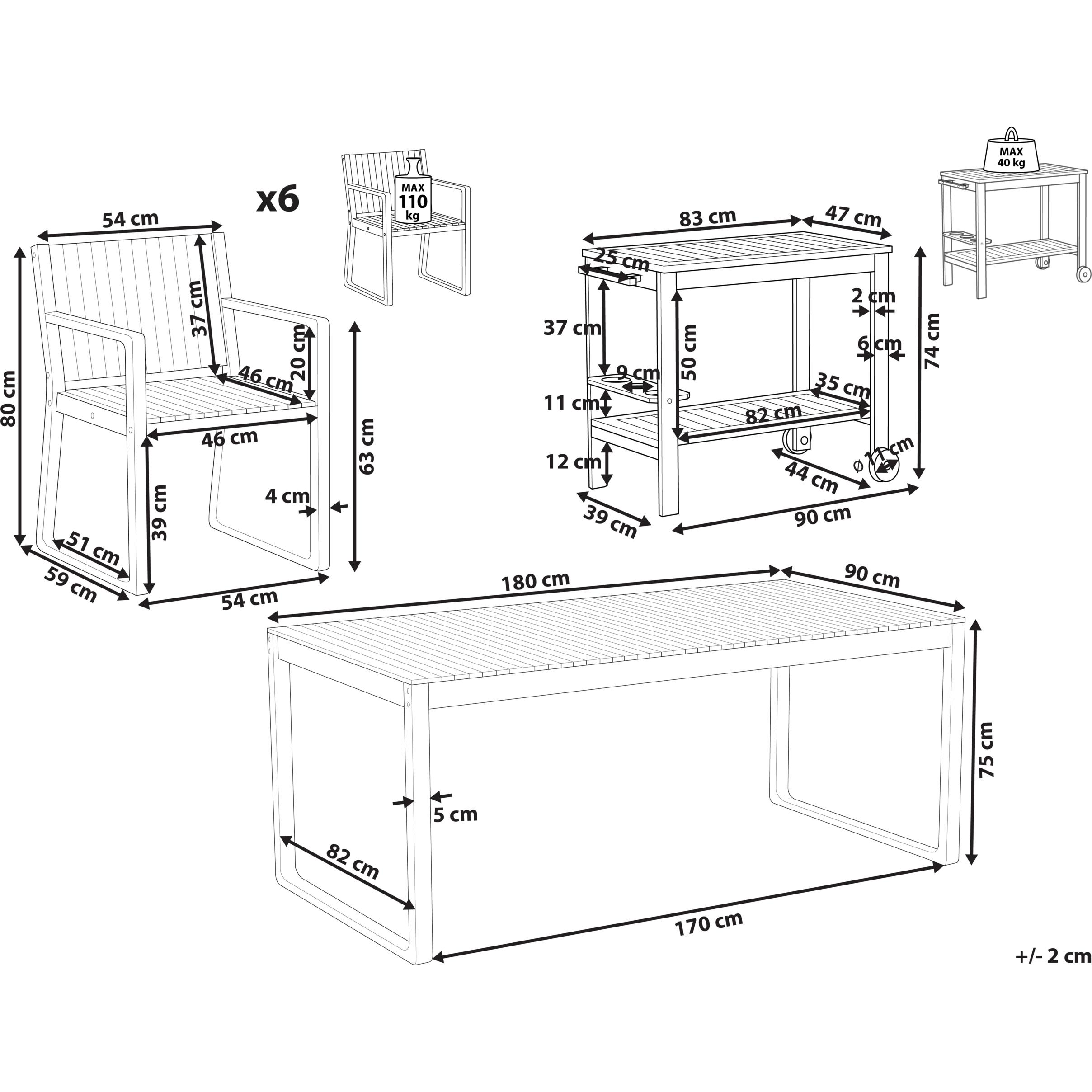 Thumbnail - Beliani, Gartentisch + Balkontisch, Sassari Ii (180 cm)