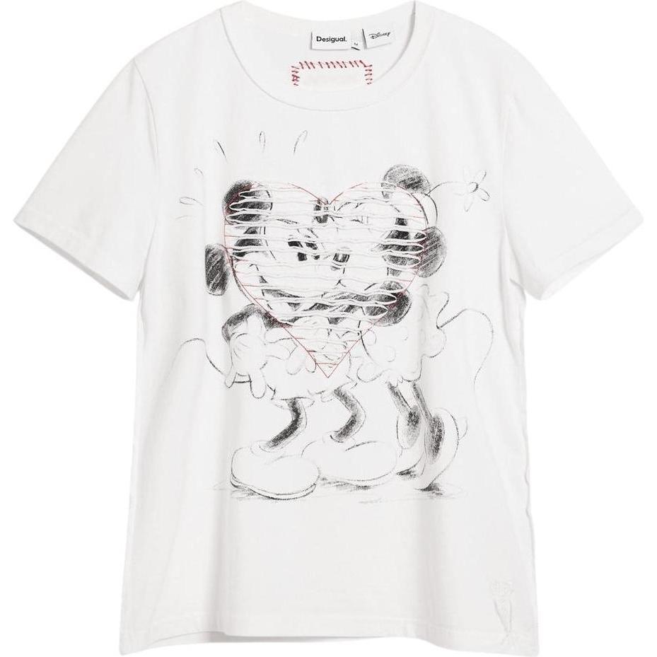 Desigual Donna Bianco Donne, Maglietta, Mickey, (M)