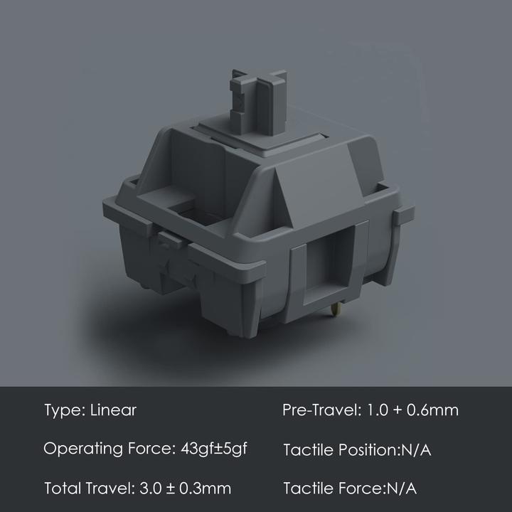 Immagine prodotto Akko CS POM Silver Interruttori, meccanici, a 3 pin, lineari, stelo MX, 45g - 45 pezzi