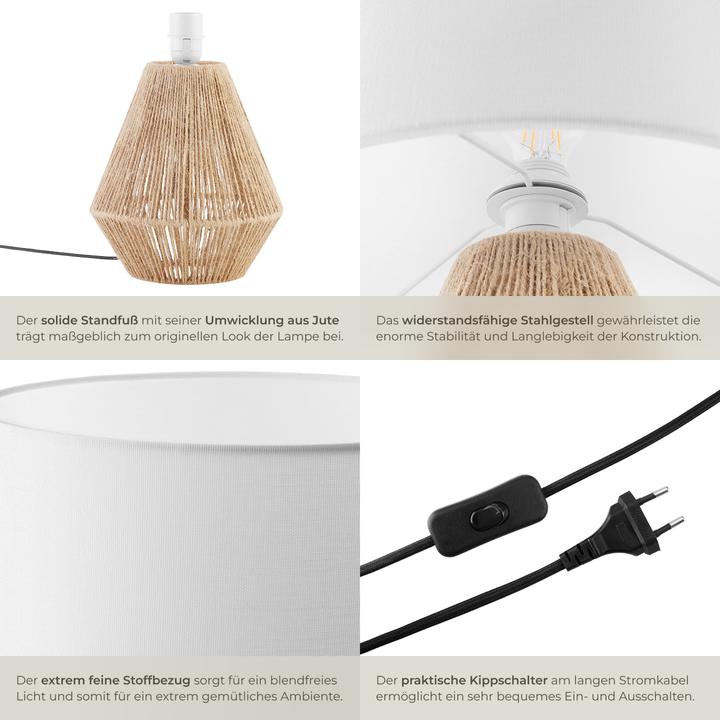 Actual product image tectake Table lamp Lignea Lux made of jute in boho style, 60W (E27)