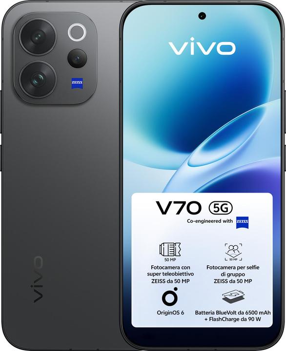 Actual product image Vivo V70 5G AUTHENTIC BLACK 8+512GB (512 GB, Authentic Black, Black, 6.59", Dual SIM, 5G)