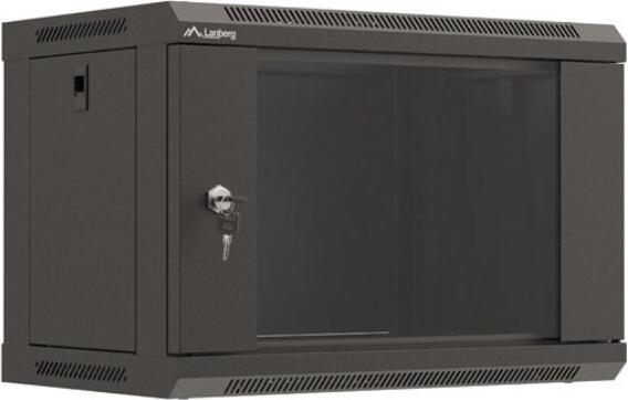 Produktbild Lanberg 19 6HE 540x350 schwarz Wandmontage Rackschrank mit Glastür (Flat Pack) (10.86 HE, 19 Zoll Rack)