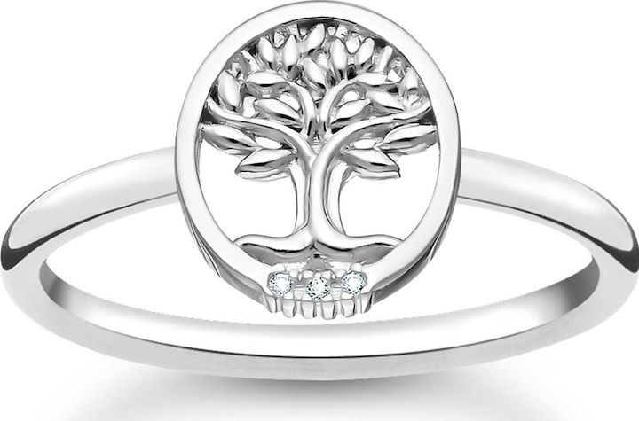 Thomas Sabo Bague Tree of Love avec pierres blanches argentées (54, Argent 925)