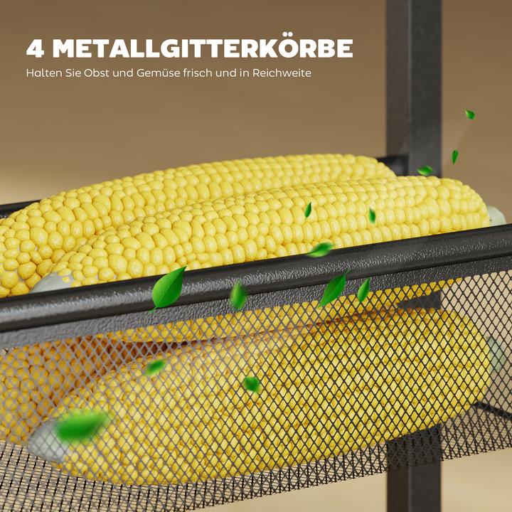 Produktbild Homcom Küchenwagen Metall, Spanplatte Schwarz