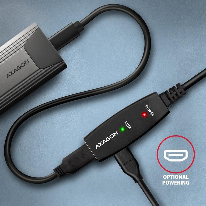 Actual product image Axagon ADR-310 USB 3.2 Gen 1 extension cable, active - 10m (10 m, USB 3.2 Gen 1)