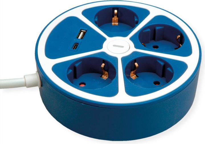 Actual product image Roline 4-way socket strip with switch, round (4x, CEE 7/3, 1.50 m)