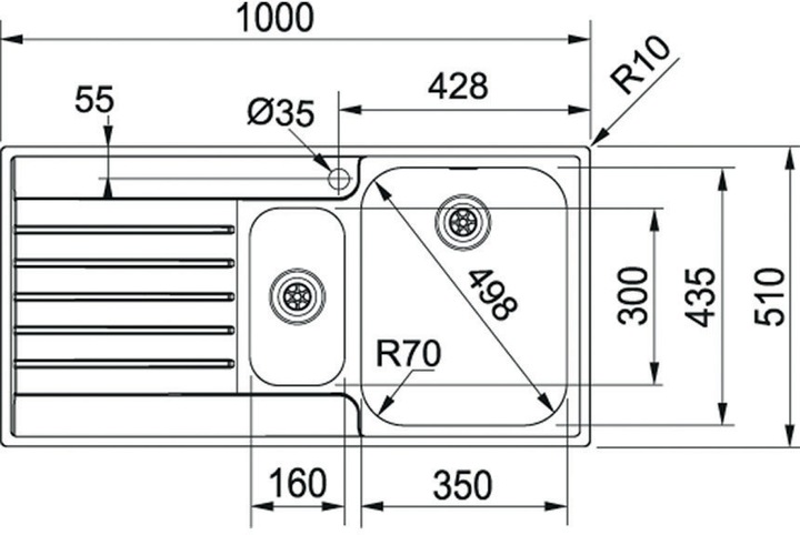 Actual product image Franke Insert sinks Argos AGX 651 (Top-mounted sink, 100 cm, 51 cm)