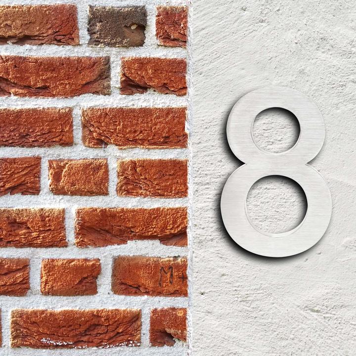 Produktbild Wiltec Hausnummer 8 Edelstahl Hausnummer modern 3D-Design rostfrei