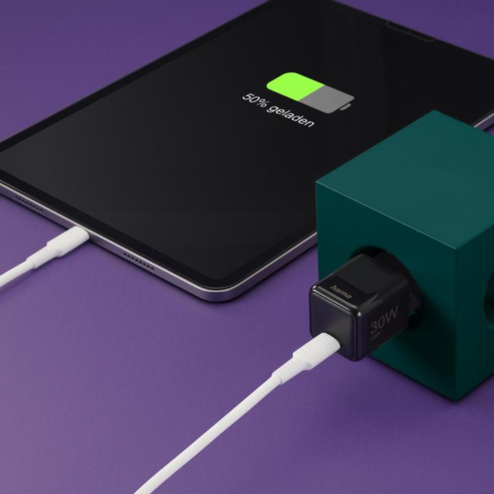 Actual product image Hama Fast charger, USB-C, PD/QC/GaN, super mini charger, 30 W, black (30 W)