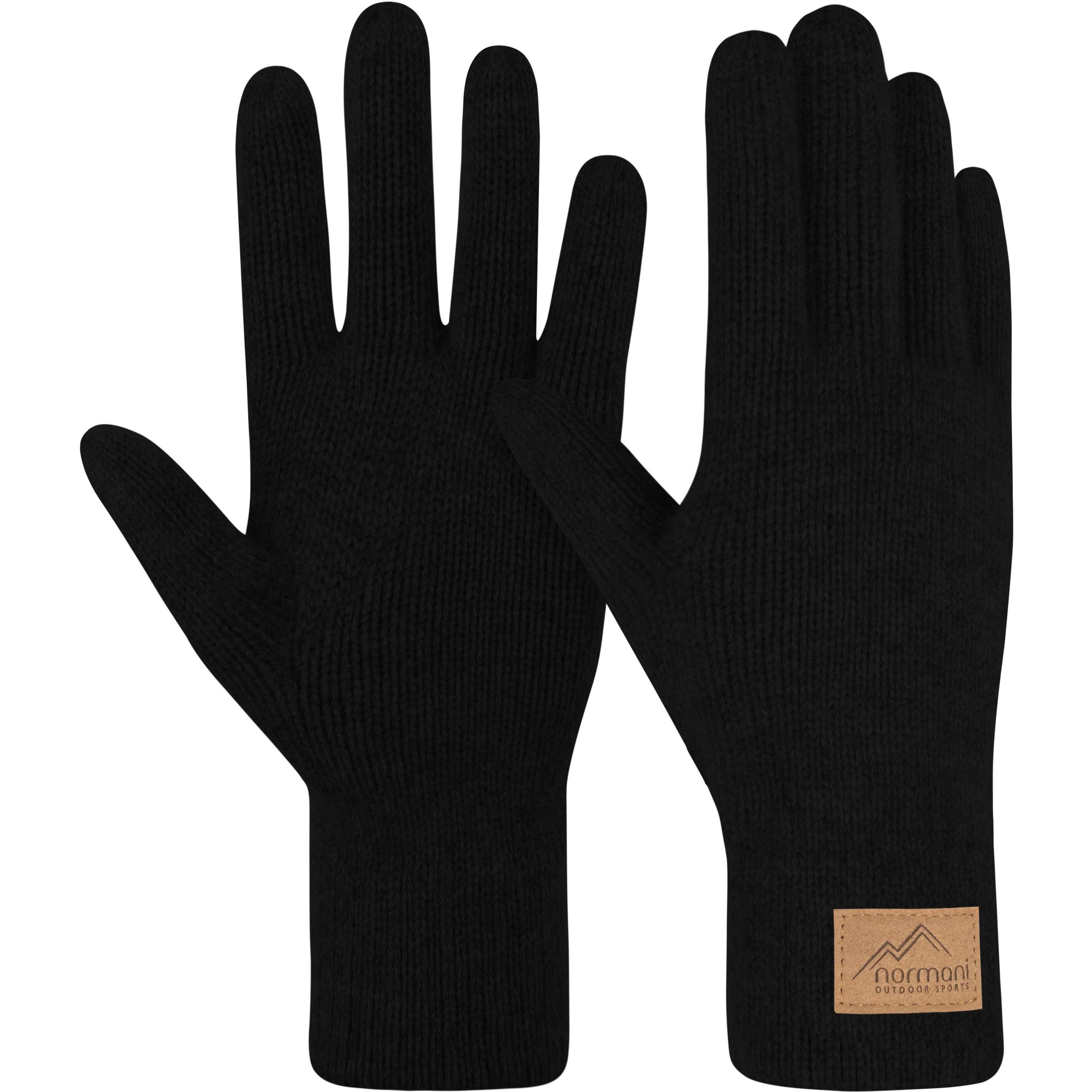 Normani, Damen, Handschuhe, Damen Merino Strick-Fingerhandschuhe „Anula" - 9641, Schwarz, (6.5)