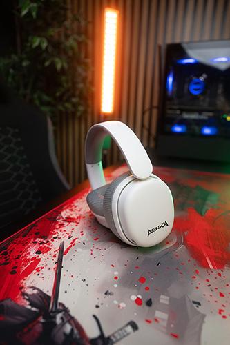 Actual product image Marvo MONKA ECHO RS Kophörer mit Mikrofon, weiss, unterbeleuchtet, Tri-mode (Cable, Wireless)