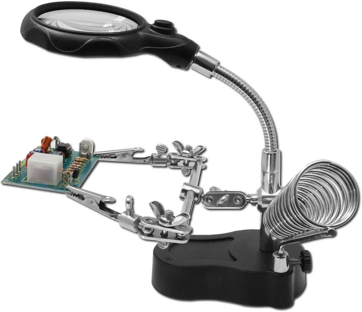 Actual product image Donau Helping Hand With LED light and magnifying glass (Magnifier lamp)