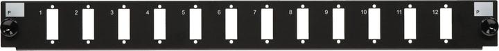Produktbild Danicom Frontplatte LC/SC 12-Port schwarz Quad/Duplex, geeignet für universelle Glasfaserablage