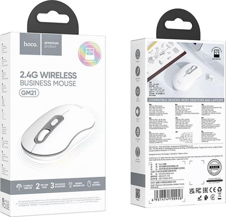 Produktbild Hoco - Wireless Mouse (GM21) - 2.4G, with Adjustable DPI (1000-1600) - White (Kabellos)
