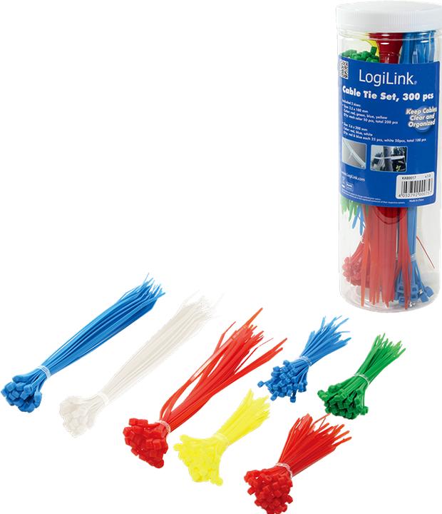 Produktbild LogiLink Kabelbinder Set, 300 Stück (Kunststoffkabelbinder, 200 mm, 300 Stk.)