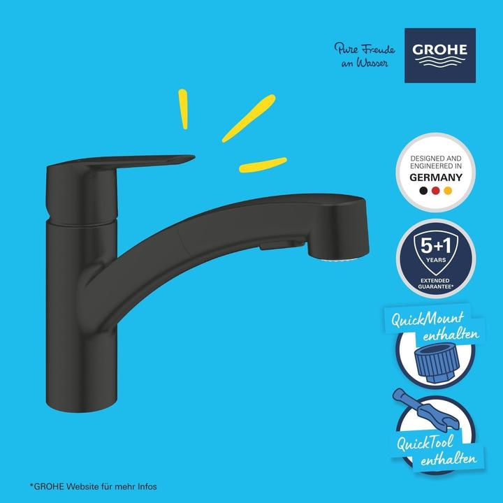 Productafbeelding Grohe Start QuickFix keukenmengkraan, met of zonder dubbele straal, eenvoudige installatie, draaibaar