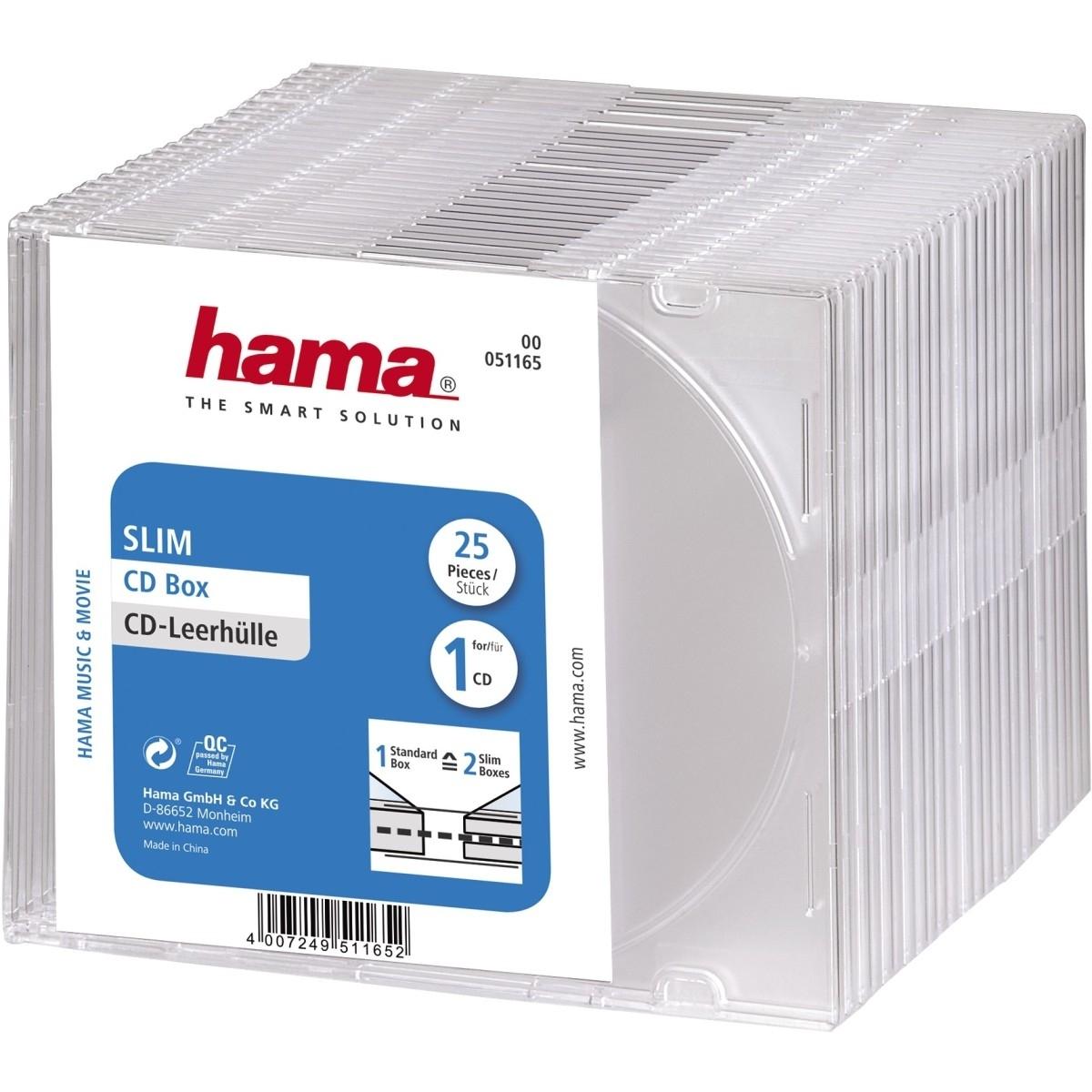 Hama CD-Leerhülle Slim, 25er-Pack, Trans, Optische Medien Zubehör