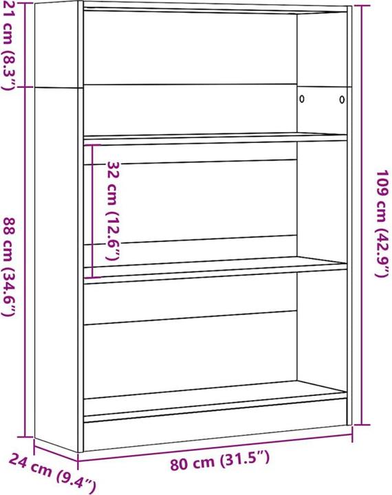 Produktbild VidaXL Bücherregal (80 x 24 x 109 cm)