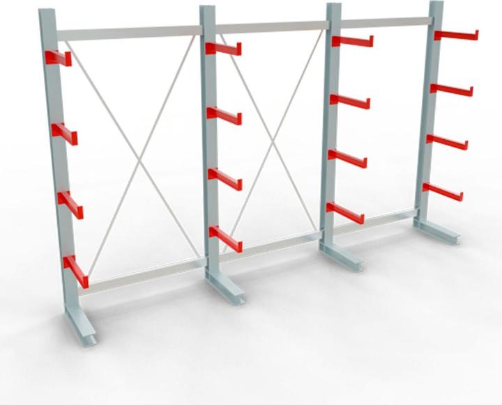 Produktbild Schulte Lagertechnik K 3000 Kragarm-Komplettregal 4 Ständer - 1-seitig