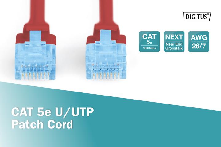 Immagine prodotto Digitus Cavo patch CAT 5e U-UTP PVC AWG 26/7 lunghezza 3 m colore rosso (U/UTP, CAT5e, 3 m)