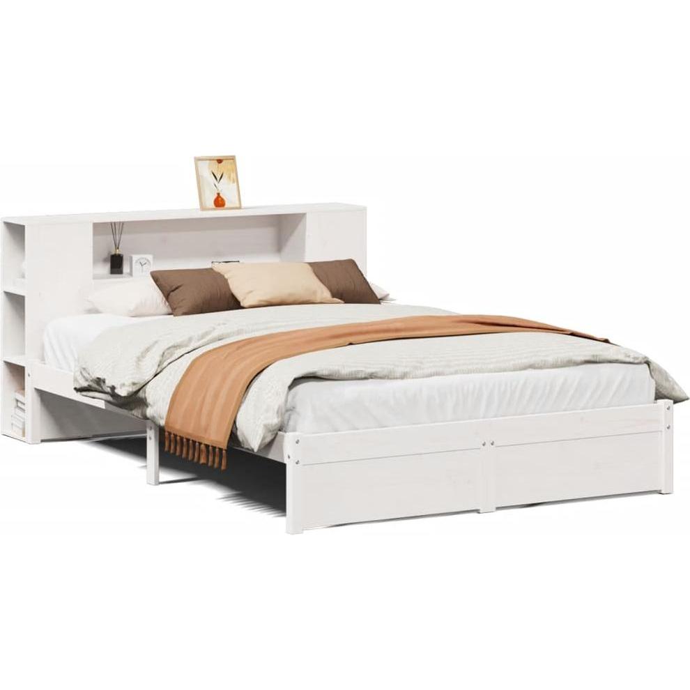 VidaXL, Bett, Bett mit Regal ohne Matratze Kiefer (120 x 200 cm)