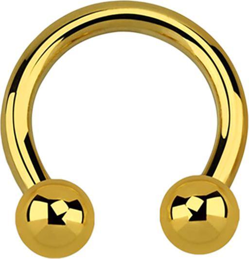 Produktbild Star Piercing Circular Barbell vergoldet mit zwei Kugeln (ohne Messing, Chirurgenstahl 316L)