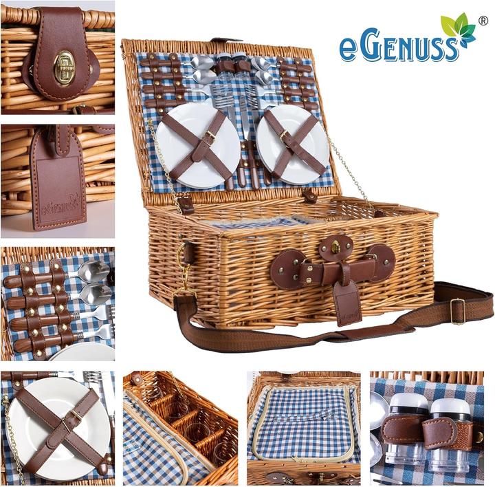 Actual product image EGenuss Handgefertigter Picknickkorb für 4 Personen