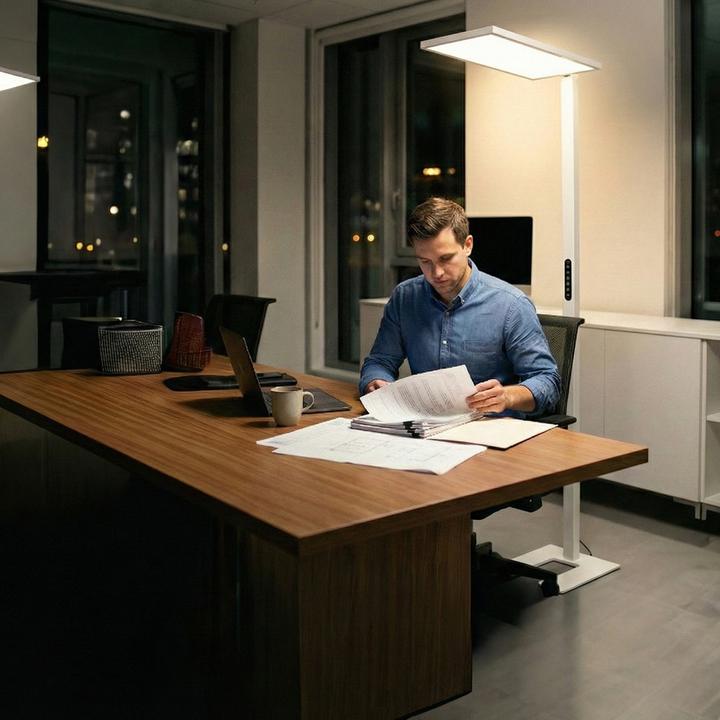 Image du produit Enovalite Lampadaire de bureau LED à réglage en hauteur avec capteur
