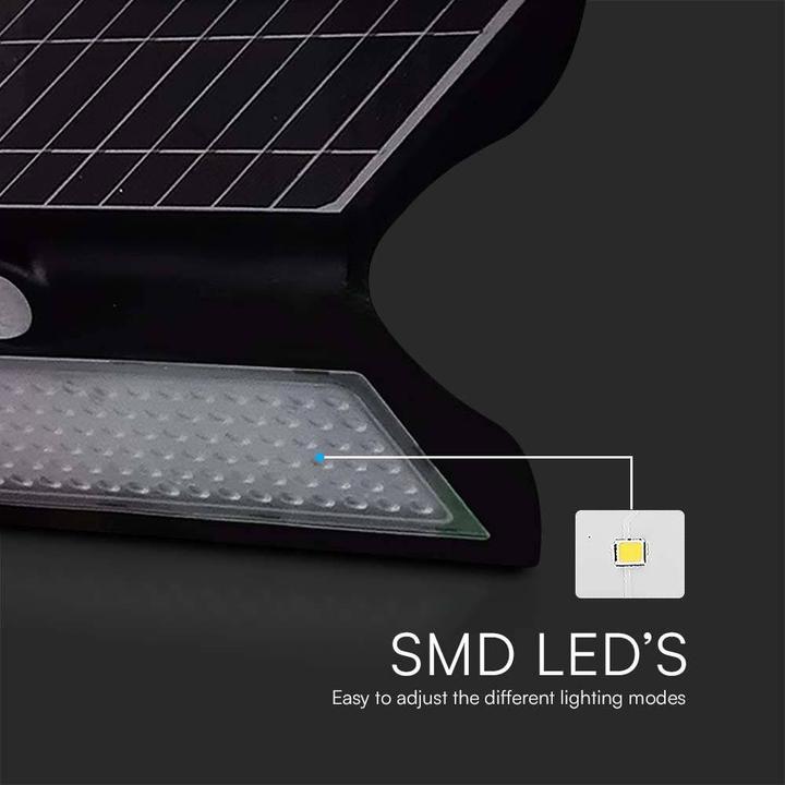 Produktbild V-TAC VT7677 6,8 W LEDSolarWandleuchtenatürliches weisses, schwarzes Gehäuse (IP65)