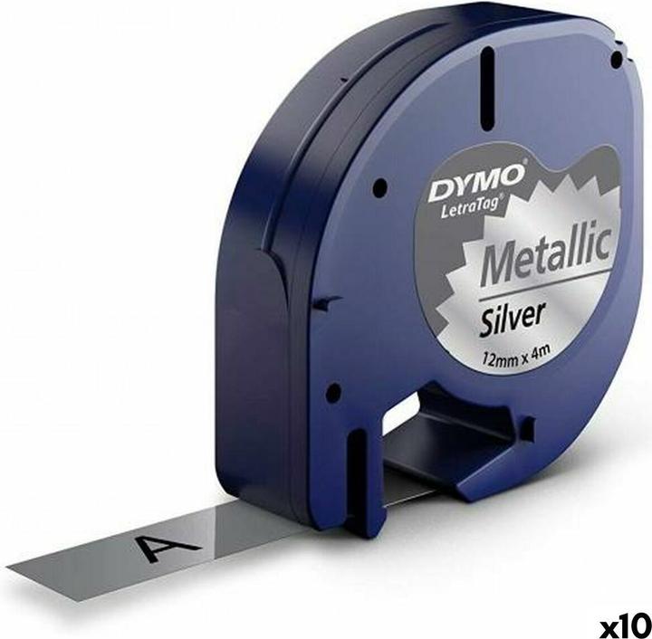 Produktbild Dymo LetraTAG - tape - 1 kassette(r) - (1.20 cm, Schwarz, Silber)