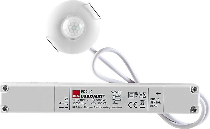 Produktbild BEG 92902 Mini-Bewegungsmelder PD9-1C-DE RAL9010 (12 m)
