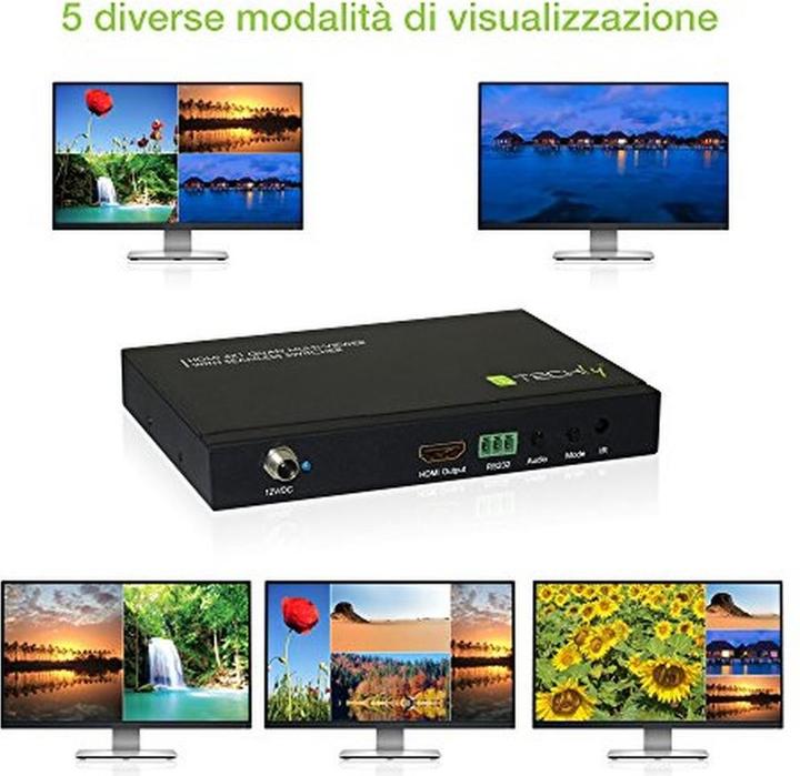 Immagine prodotto Techly Interruttore HDMI 4X1 Quad Multi-Viewer