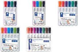 Produktbild Staedtler Lumocolor whiteboard marker 351 Rundspitze Box mit 4 Stück, Sortierung 2 (Hellblau, Schwarz, Hellgrün, Pink, 2 mm, 4 x)