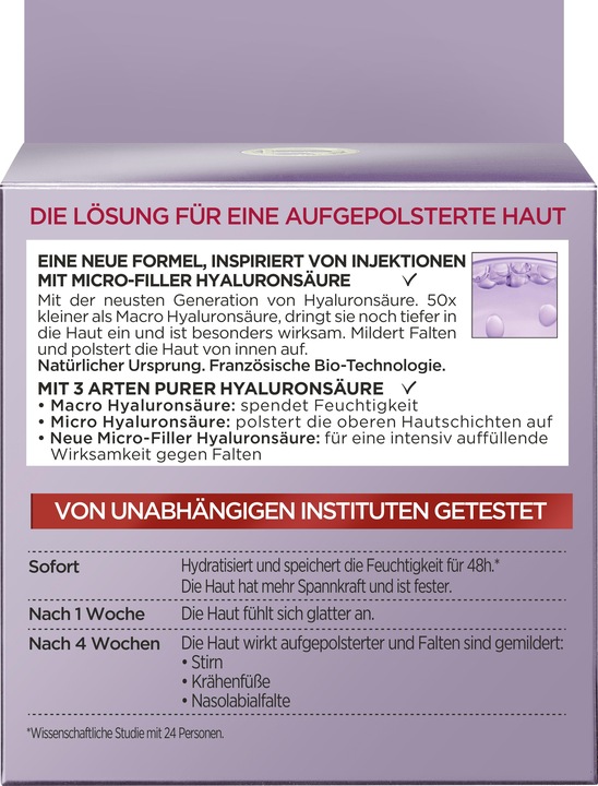 Nährwerte und Zutaten L'Oréal Paris Loreal, Revitift Füllstoff, Tagescreme, 50 ml (50 ml, Tagescreme)