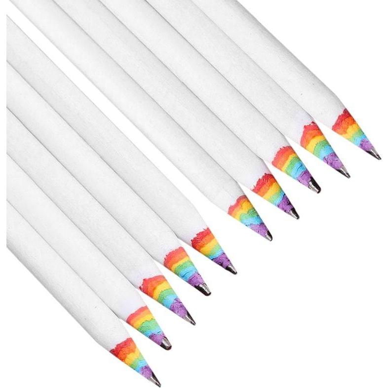 JTI, Bleistift, 10x Bleistifte mit Regenbogenfarben - Weiss (173 mm, 2B, 1 x)