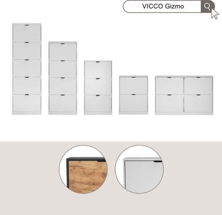 Produktbild Vicco Schuhkipper Gizmo, Goldkraft Eiche/Anthrazit, 59 x 77.6 cm mit 2 Fächern (22 x 59 x 77.60 cm)