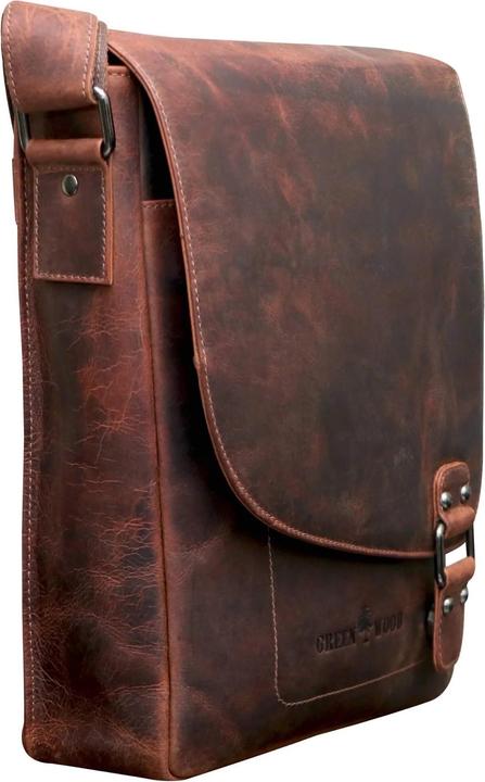 Actual product image Greenwood Herrentasche Echtleder 12 Zoll Hetwig Vintage Look Sandel No.24