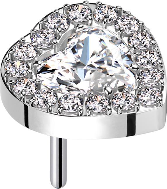 Immagine prodotto Star Piercing Cuore di cristallo d'argento Threadless cristalli bordati d'argento argento (senza ottone, Titanio)
