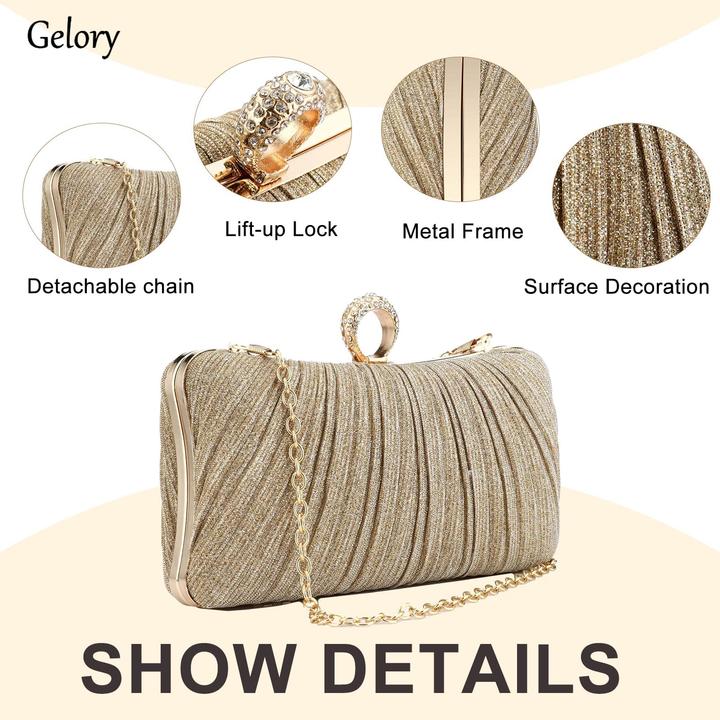 Produktbild Only-Bags.Store Kleine Abendtasche, Glitzerclutch, Geldbörse mit abnehmbarer Kette