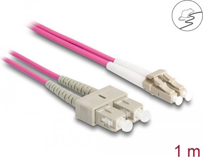 Image du produit Delock Câble à fibre optique avec armure métallique LC duplex à SC duplex multimode OM4 1 m (1 m)